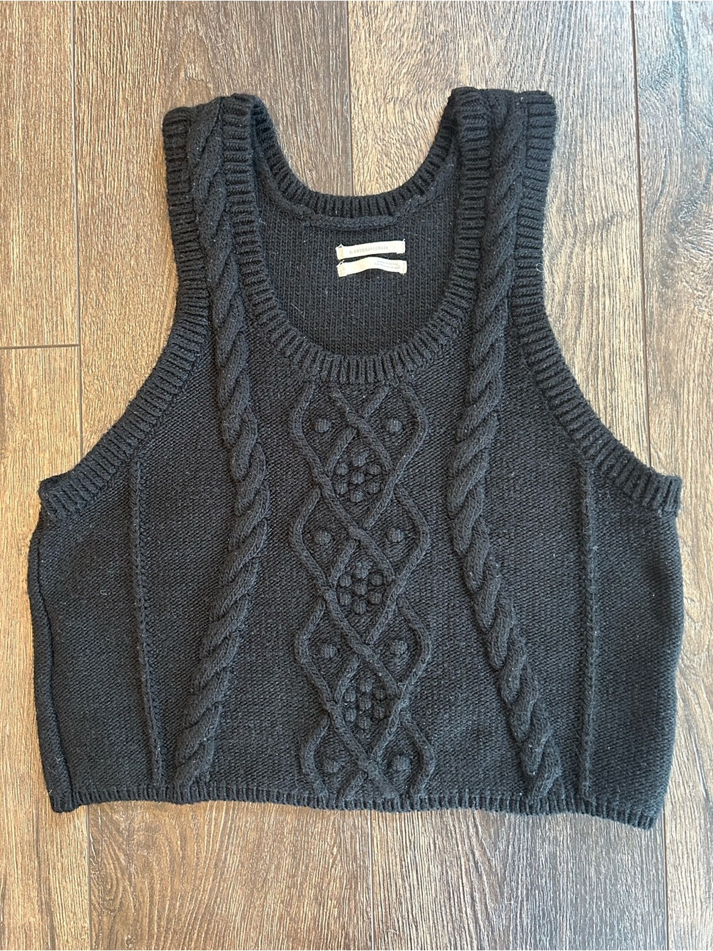 Anthropologie Black Cable Knit Sleeveless Sweater Vest